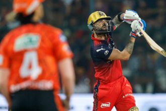Virat Kohli straight six RCB vs SRH IPL 2026