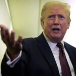 US President Donald Trump speaks to reporters aboard Air Force One, Sunday, March 15, 2026, en route from West Palm Beach, Fla. to Joint Base Andrews