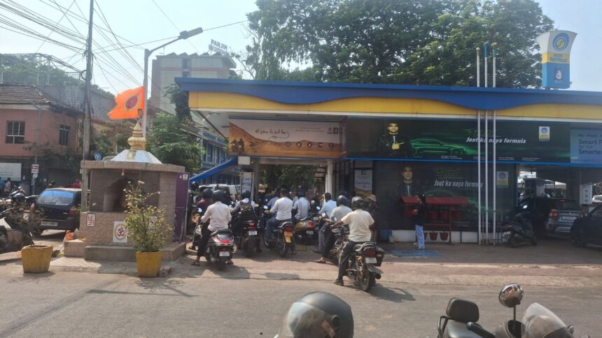 Long lines were witnessed at fuel pumps across the coastal state on Wednesday and Thursday, as motorists rushed to fill their tanks amid fears of a shortage due to the ongoing conflict in West Asia.