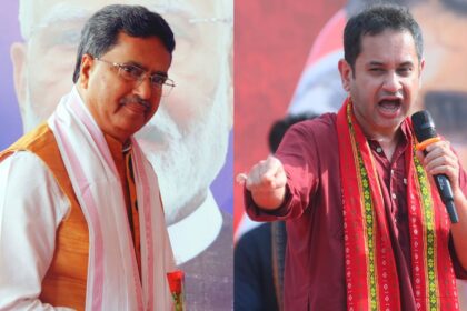Tripura Chief Minister Manik Saha (left) and Tipra Motha supremo Pradyot Kishore Manikya. (Express Archive)