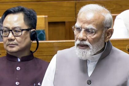 Prime Minister Narendra Modi speaks in Lok Sabha (Image: Sansad TV/ANI Video Grab)