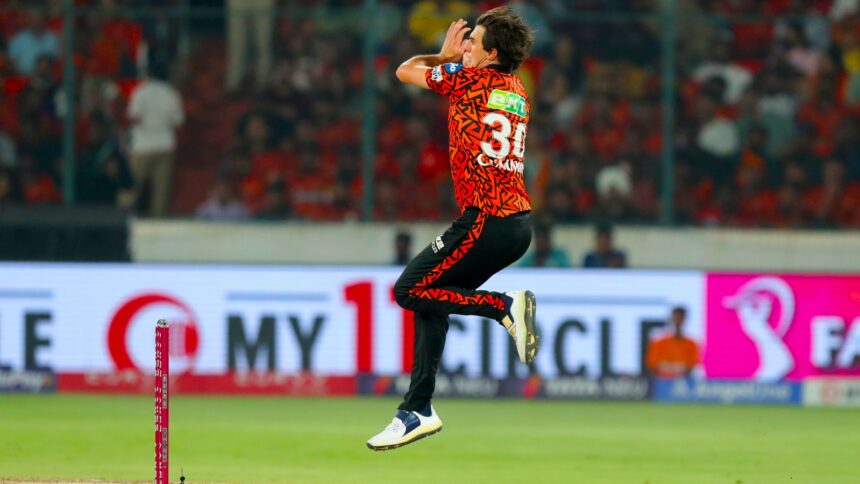 Pat Cummins of Sunrisers Hyderabad during an IPL 2025 match against Punjab Kings at the Rajiv Gandhi International Stadium in Hyderabad. (PHOTO: Sportzpics for IPL) Photo by Prashant Bhoot / Sportzpics for IPL
