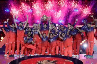 Royal Challengers Bengaluru after winning IPL trophy. (Sportzpics for IPL)