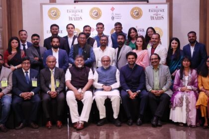 RNG award winners with Vice-President C P Radhakrishnan during the Ram Nath Goenka Award function at Hyatt Regency, New Delhi. (Express Photo by Renuka Puri)