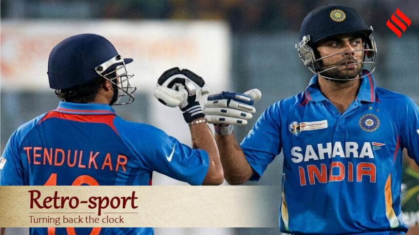 Sachin Tendulkar and Virat Kohli together at the crease as they help India chase a Pakistan's target. (Screengrab via YouTube)