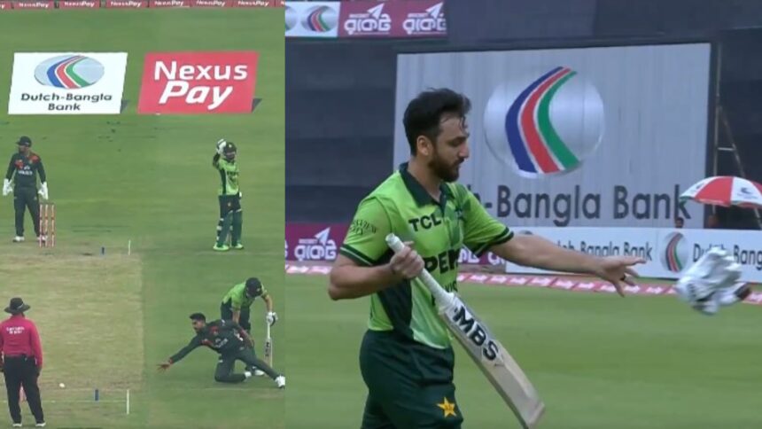 Salman Ali agha controversial run out vs Bangladesh