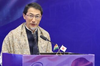 Japanese Ambassador to India Ono Keiichi speaking at the International Conference on India-Japan Cooperation in the Indo-Pacific, organised by the India Foundation in Delhi Tuesday | X: @indfoundation