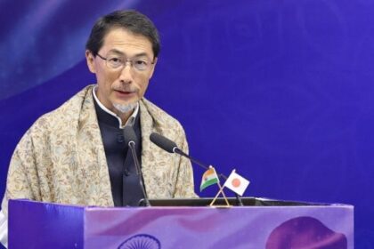 Japanese Ambassador to India Ono Keiichi speaking at the International Conference on India-Japan Cooperation in the Indo-Pacific, organised by the India Foundation in Delhi Tuesday | X: @indfoundation