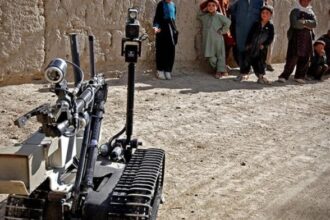 Photo of a lethal autonomous weapon shared by the International Committee of the Red Cross in its website | Credit: www.icrc.org