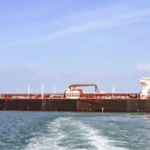 Nanda Devi vessel (left) carrying 46,000 metric tonnes of LPG arrives at a port in Gujarat Tuesday. | ANI