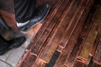 Flat bars of copper in Mumbai, India. | Bloomberg