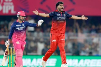 RCB pacer Abhinandan Singh in action. (PHOTO: CREIMAS FOR IPL)