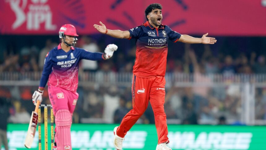 RCB pacer Abhinandan Singh in action. (PHOTO: CREIMAS FOR IPL)