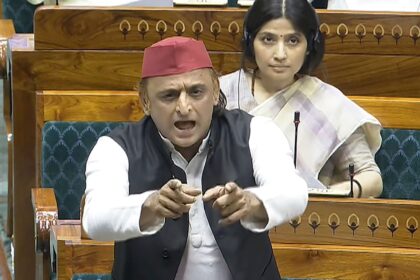 Samajwadi Party MP Akhilesh Yadav speaks in the Lok Sabha during the Special session of Parliament, in New Delhi (PTI Photo)
