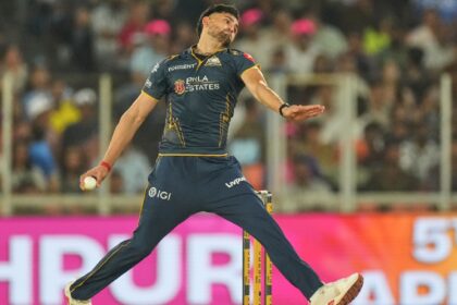 Gujarat Titans' Ashok Sharma bowls a delivery during the Indian Premier League cricket match between Gujarat Titans and Rajasthan Royals in Ahmedabad, India, Saturday, April 4, 2026. (AP Photo)