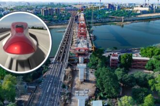 Mumbai Ahmedabad bullet train project has gained pace with NHSRCL accelerating construction of the Sabarmati River bridge in Ahmedabad. (Image: NHSRCL)