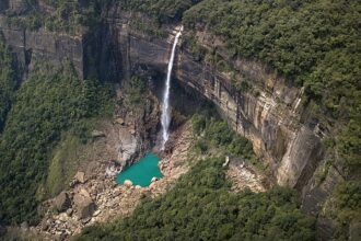 NohKaLikai Falls Aerial View