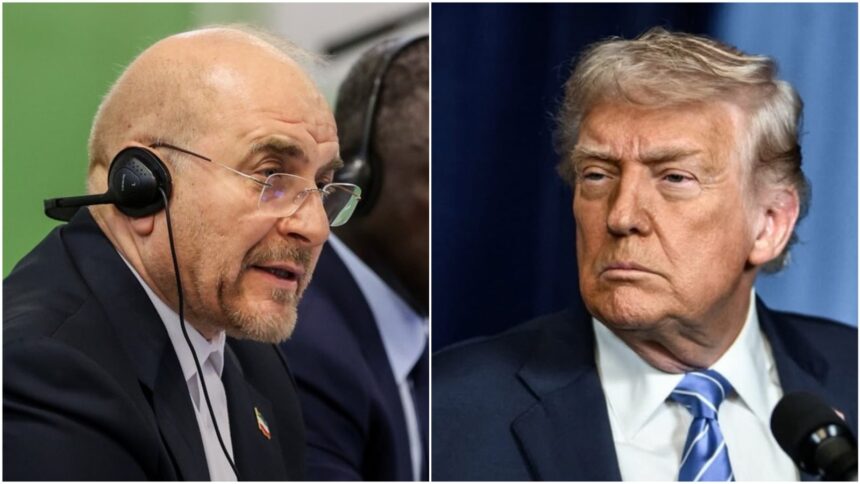 Iran's parliamentary Speaker Mohammad Baqher Ghalibaf and US President Donald Trump.