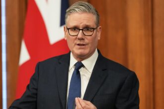 Britain's Prime Minister Keir Starmer speaks during a press conference at Downing Street in London, Wednesday, April 1, 2026. (AP Photo/Frank Augstein, Pool)