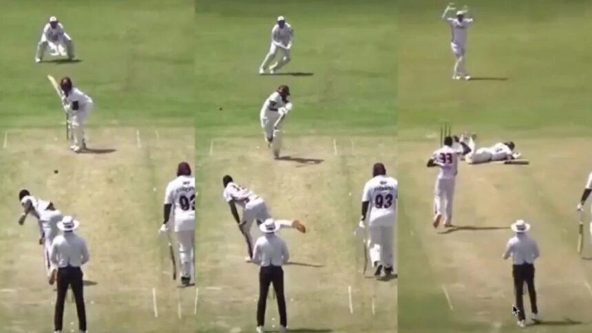 Jeremiah Louis was struck on helmet by a bouncer by Jayden Seales as a domestic match was abandoned in West Indies due to dangerous pitch. (PHOTO: Screengrab/X)
