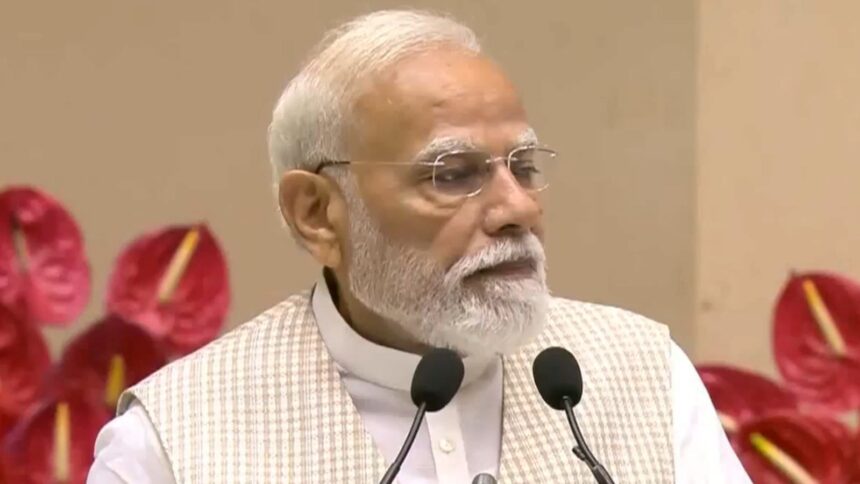 Prime Minister Narendra Modi said Parliament is set to “create new history” with the Women’s Reservation Bill, calling it a step towards greater gender equality. (PTI screengrab)