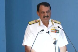 Navy chief Admiral Dinesh Tripathi speaking at the Ran Samvad in Bengaluru on 9 April 2026 | ANI