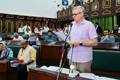 Jammu and Kashmir Chief Minister Omar Abdullah speaks during the budget session of the state legislative assembly, in Jammu on Thursday. (@CM_JnK X/ANI Photo)