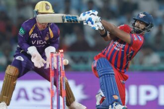Nicholas Pooran was cleaned up for a golden duck in the Super Over. (CREIMAS)