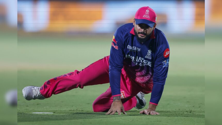 Rajasthan Royals captain Riyan Parag in action during IPL 2026 match against SRH in Jaipur. (CREIMAS FOR IPL)