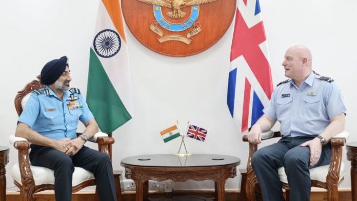 Indian Air Chief Marshal AP Singh with UK Air Chief Marshal Sir Harv Smyth | X/@IAF_MCC