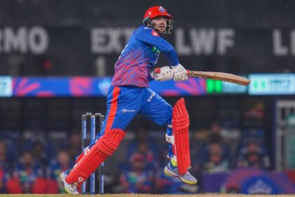 Sameer Rizvi in action for Delhi Capitals during IPL 2026 match against Lucknow Super Giants. (PHOTO: CREIMAS FOR IPL)