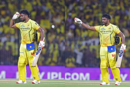 The Rajnikanth salute, when it came, was not purely for the crowd. "That was for Fleming," Samson said of coach Stephen Fleming. (BCCI/Creimas Photo)