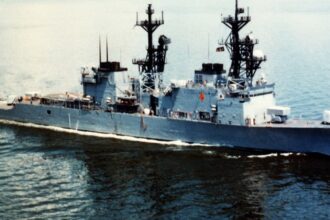 The USS Spruance damaged the Iranian cargo ship, Touska engine room on Sunday, April 19.  (Wikimedia Commons) : Nikki Haley claims China aided Iran cargo ship seized by US