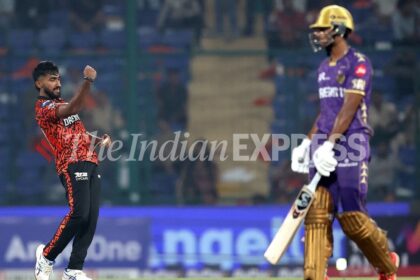 Sunrisers Hyderabad take on Kolkata Knight Riders in IPL 2026. (Express Photo | Praveen Khanna)