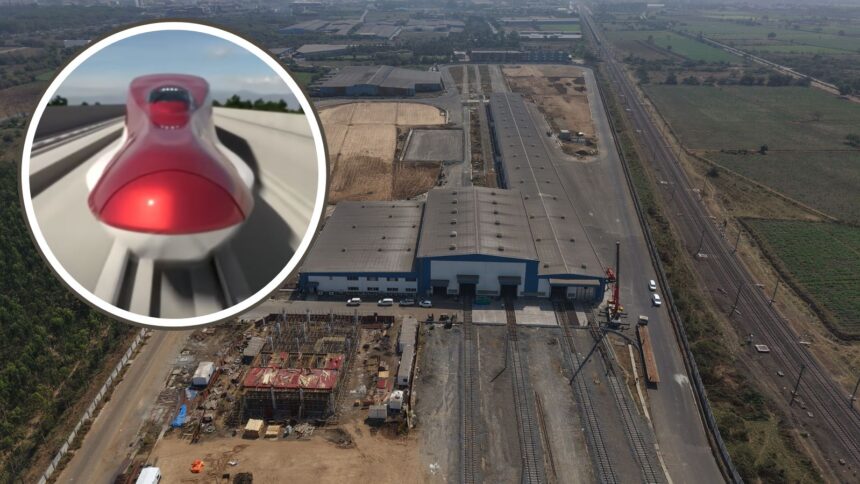Under-construction Surat Rolling Stock Depot for Mumbai-Ahmedabad Bullet Train project (Image: NHSRCL)