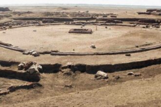 The newly excavated temple is dedicated to a local deity known as Pelusius. At its heart lies a large circular basin measuring about 35 metres in diameter.(Image: Facebook/ Ministry of Tourism and Antiquities وزارة السياحة والآثار)