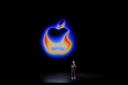 Former Apple CEO Tim Cook at Apple's 'Awe-Dropping' event at the Steve Jobs Theatre on its campus in Cupertino, California, on September 09, 2025. (Image: Nandagopal Rajan/The Indian Express)