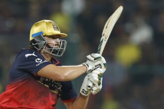 David's knock, coupled with captain Rajat Patidar's unbeaten 48 in 19 balls and Padikkal's 50 in 29, helped RCB set up a mammoth score of 250 for the loss of just three wickets. (BCCI/Creimas Photo)