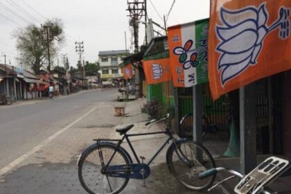 Trinamool Congress and Bharatiya Janata Party flags on display in West Bengal | Moushumi Das Gupta | ThePrint File Photo