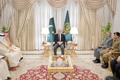 Pakistan's PM Shehbaz Sharif & Chief of Army Staff (COAS) Asim Munir met Saudi Arabia Finance Minister Mohammed Al-Jadaan on 10 April, a day before Islamabad hosted U.S. & Iran for peace talks. | Reuters