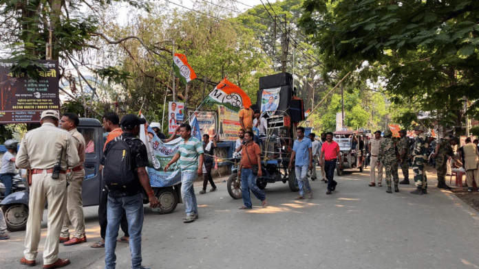 Trinamool Congress (TMC) workers campaigning in Berhampore for the Bengal elections | Moushumi Das Gupta | ThePrint