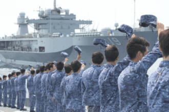 Personnel of Japan Maritime Self-Defense Force during a bilateral exercise with the US Navy | X/@JMSDF_PAO