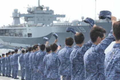 Personnel of Japan Maritime Self-Defense Force during a bilateral exercise with the US Navy | X/@JMSDF_PAO
