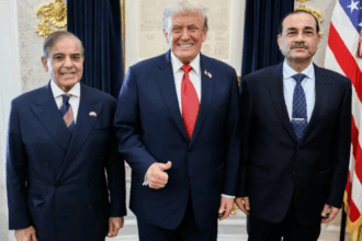 File photo of President Donald Trumpwith Pakistan PM Shehbaz Sharif and Field Marshal Asim Munir. | whitehouse.gov