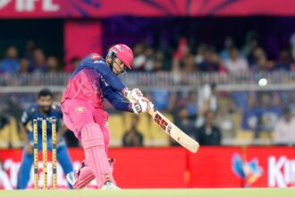 Vaibhav Sooryavanshi in action during IPL 2026 match between Rajasthan Royals and Mumbai Indians in Guwahati. (CREIMAS FOR IPL)