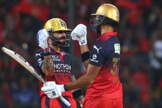 IPL 2026 Points Table Update: Virat Kohli celebrates his fifty with Devdutt Padikkal during the Indian Premier League cricket match between Royal Challengers Bengaluru and Gujarat Titans. (AP Photo)