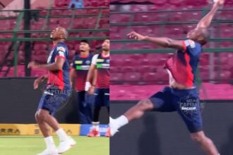 [WATCH] IPL 2026: Lungi Ngidi reattempts risky backward catch, pulls it off one-handed this time
