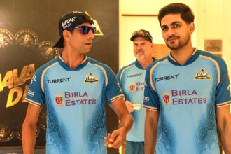 Shubman Gill with GT coaches
