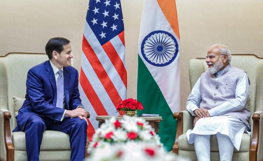 Prime Minister Narendra Modi with US Secretary of State Marco Rubio during a meeting, in New Delhi. (PTI Photo)