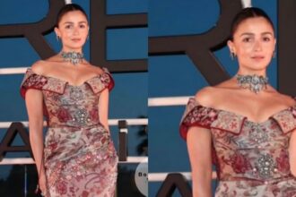 Alia Bhatt opts for Tarun Tahiliani's brocade off-shoulder gown